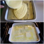 5. Wylać sos beszamelowy i wyłożyć plastry masła