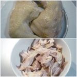 1. Obrać ugotowanego kurczaka