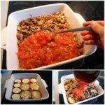 7. Ułożyć warstwami bakłażana, mięso i sos