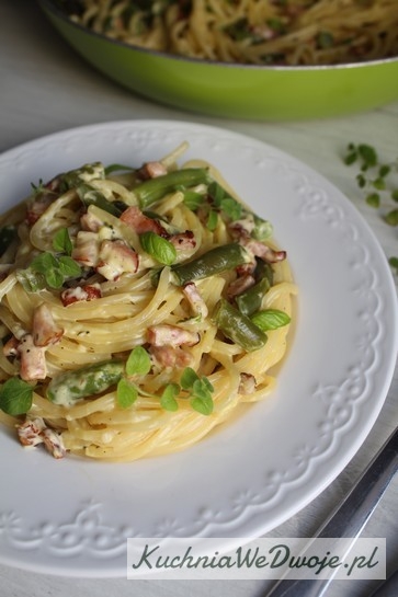 309 Spaghetti carbonarra z fasolka szparagowa KuchniaWeDwoje_pl 1