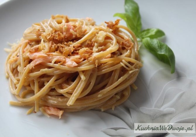 426 Spaghetti carbonara z lososiem KuchniaWeDwoje_pl 1